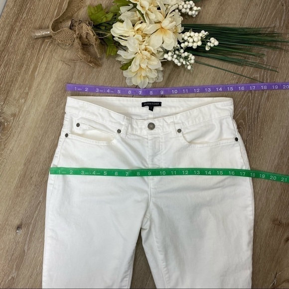 Eileen Fisher Straight Leg Organic Cotton White Jeans - Picture 6 of 9